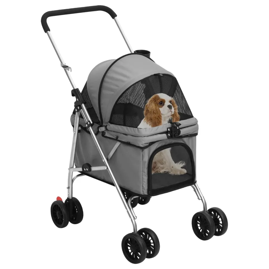 Poussette pour chien pliante Gris 76x50x100 cm Tissu Oxford - 2