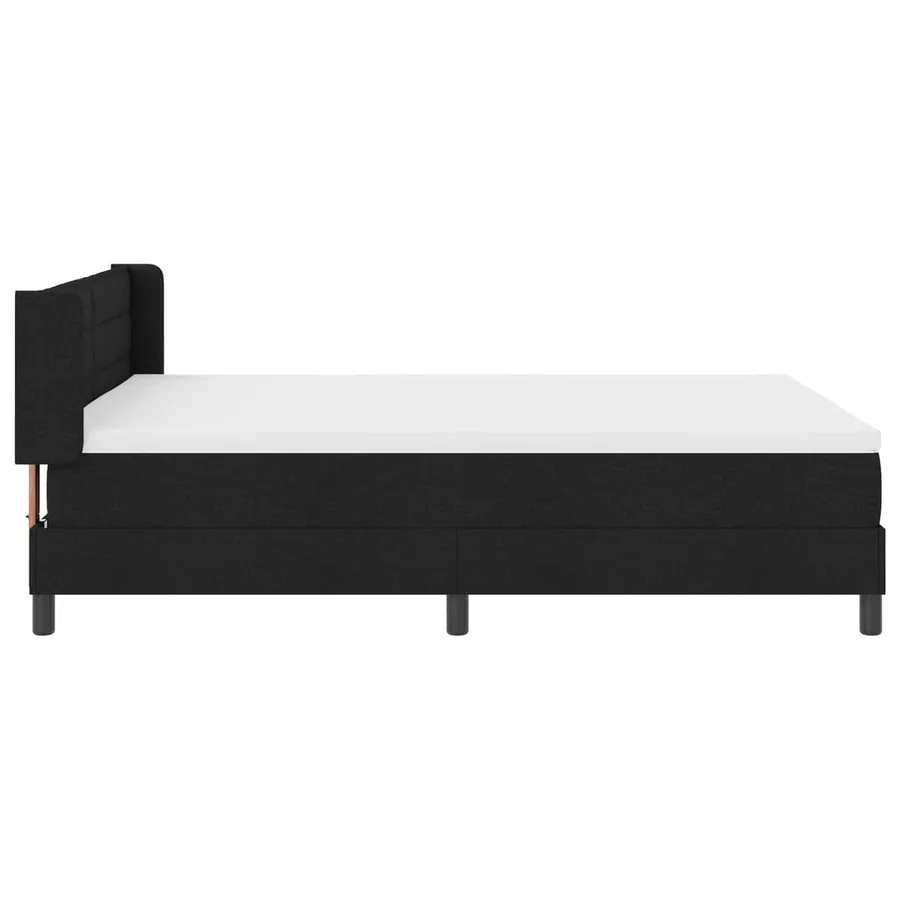 Lit à ressorts avec tête de lit Noir 200 x 140 cm tissu - 3