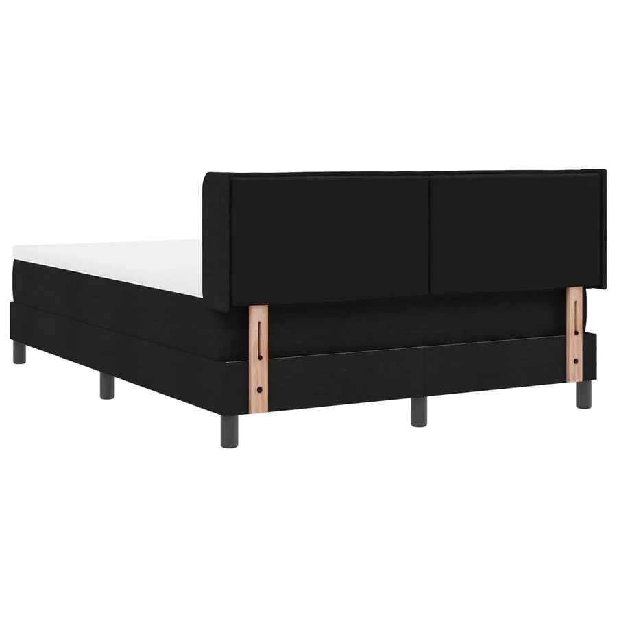 Lit à ressorts avec tête de lit Noir 200 x 140 cm tissu - 4