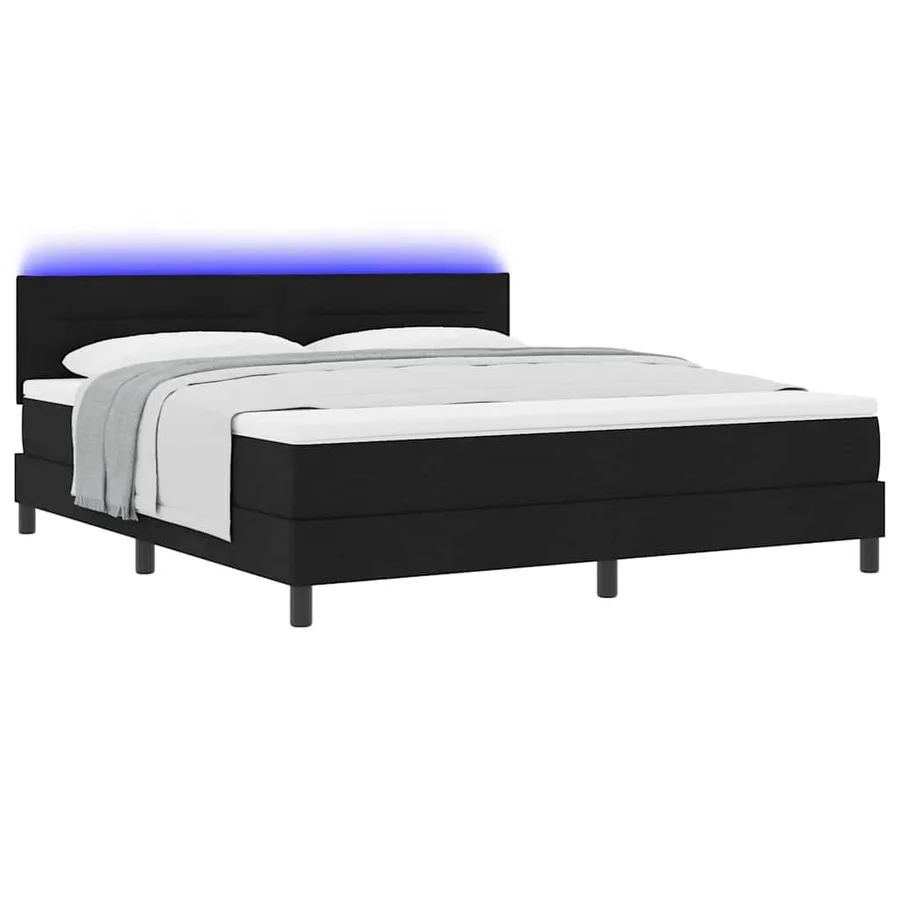 Lit à ressorts avec matelas avec LED Noir 180 x 200 cm tissu - 3