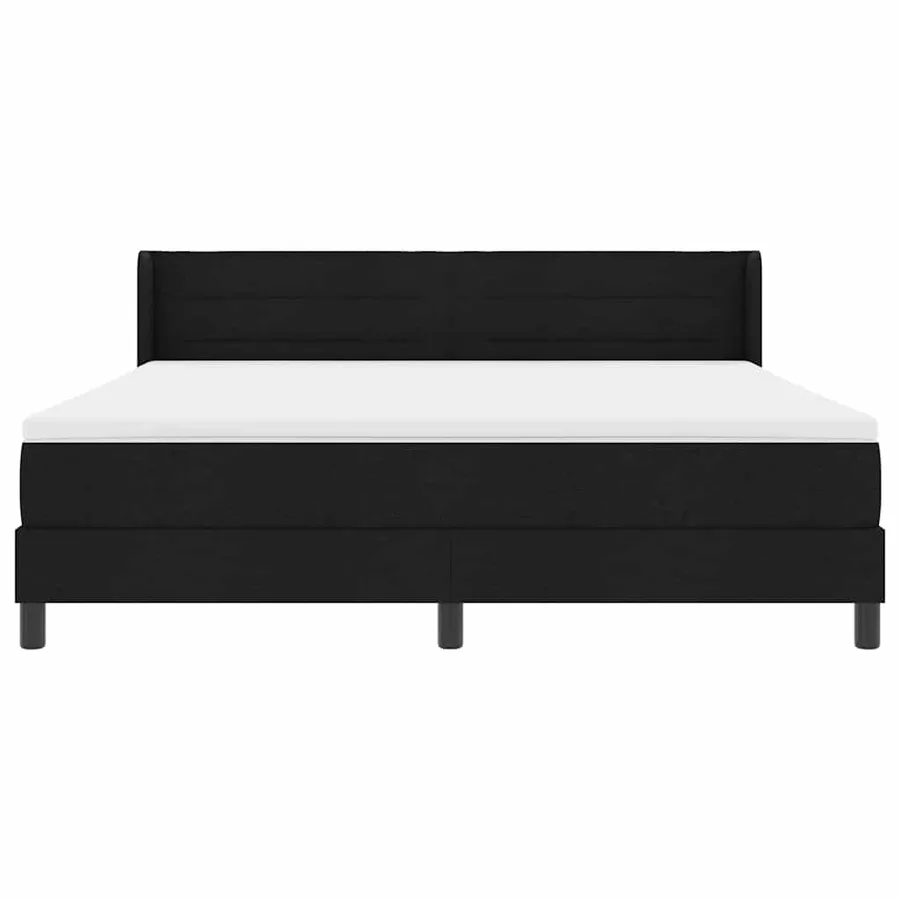 Lit à ressorts avec tête de lit Noir 200 x 180 cm tissu - 7