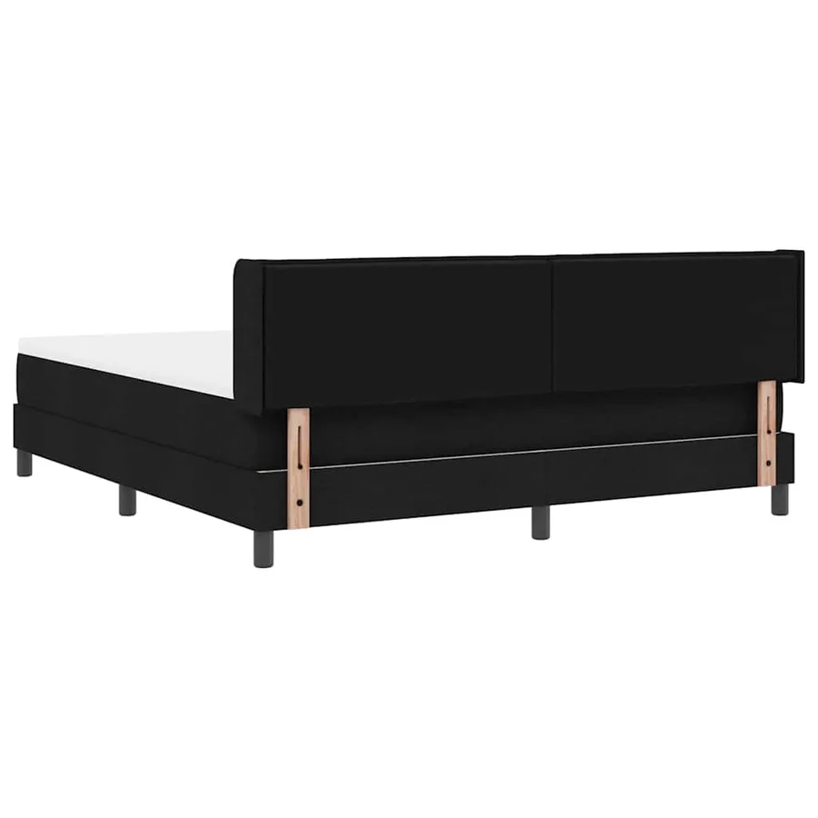 Lit à ressorts avec tête de lit Noir 200 x 180 cm tissu - 9