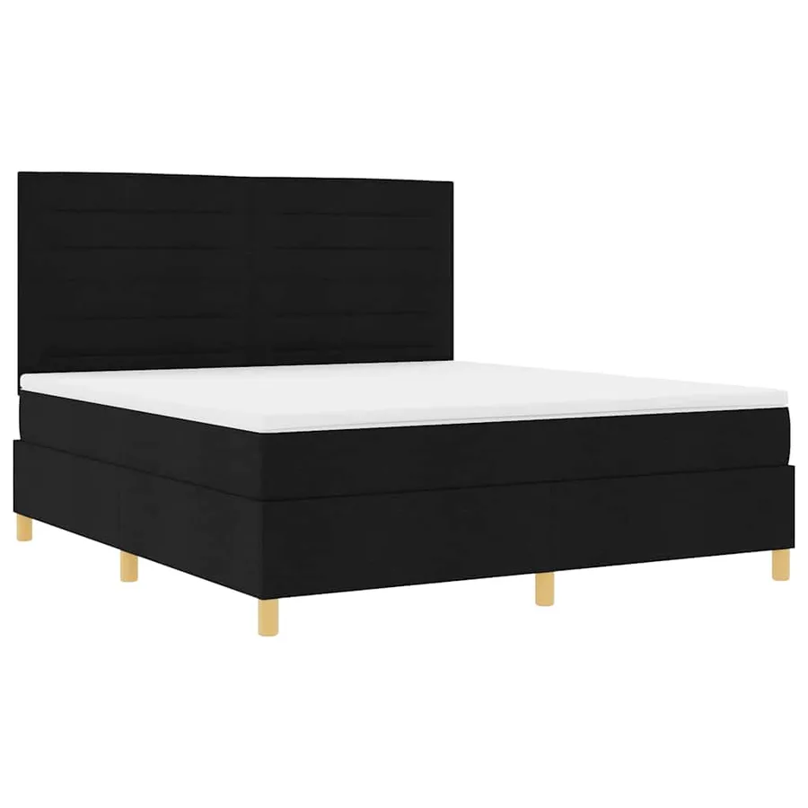 Lit à ressorts avec matelas Noir 180 x 200 cm tissu - 5