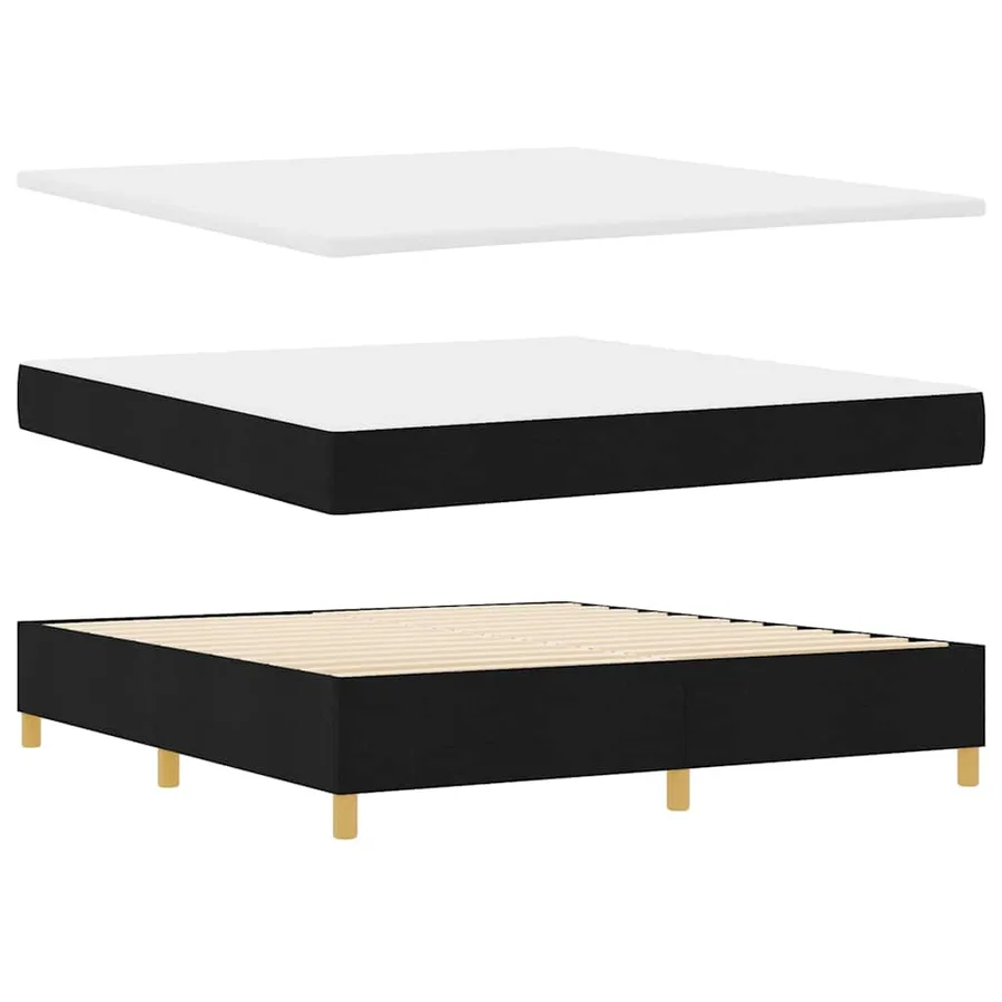 Lit à ressorts avec matelas Noir 180 x 200 cm tissu - 6