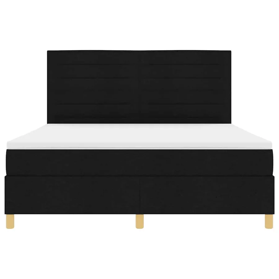 Lit à ressorts avec matelas Noir 180 x 200 cm tissu - 7