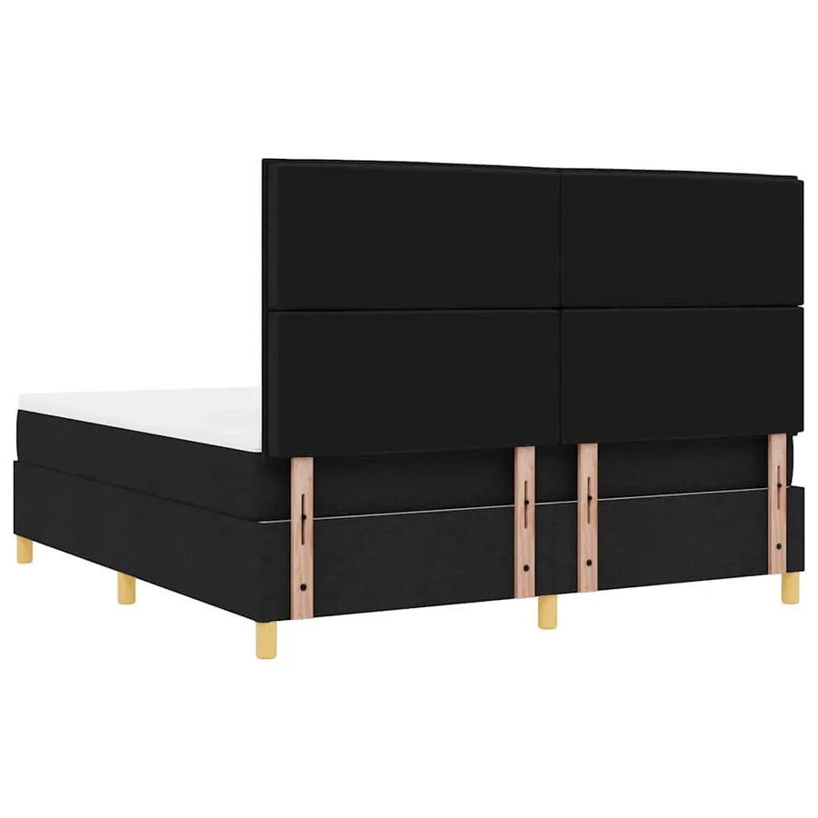 Lit à ressorts avec matelas Noir 180 x 200 cm tissu - 9