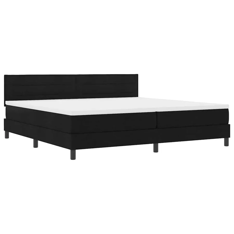 Lit à ressorts avec matelas avec LED Noir 200 x 200 cm tissu - 2