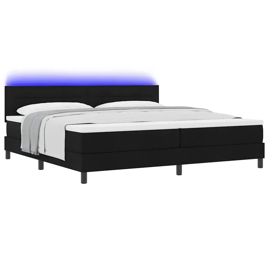 Lit à ressorts avec matelas avec LED Noir 200 x 200 cm tissu - 3