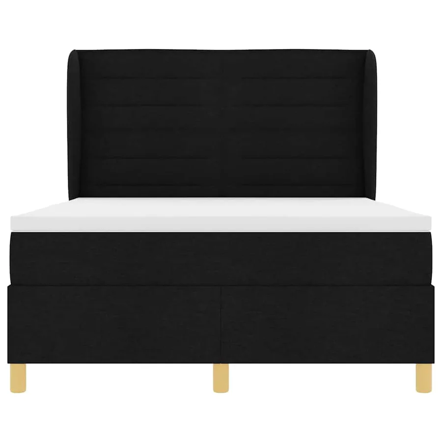 Lit à ressorts avec matelas Noir 200 x 160 cm tissu - 7