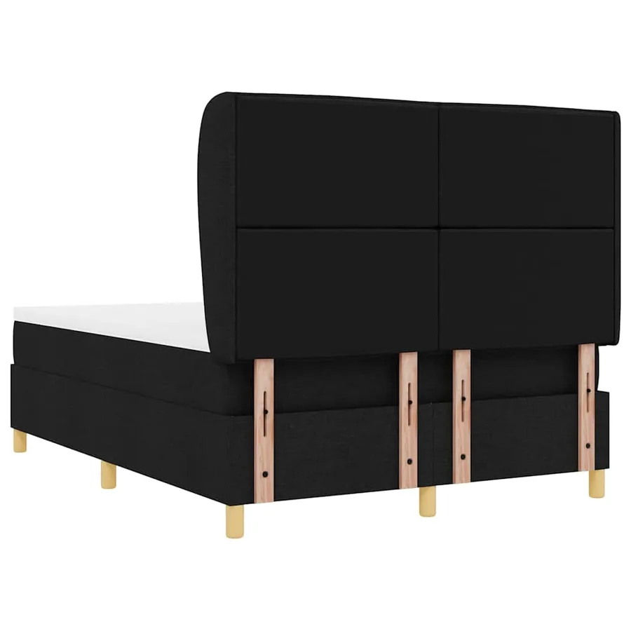 Lit à ressorts avec matelas Noir 200 x 160 cm tissu - 9