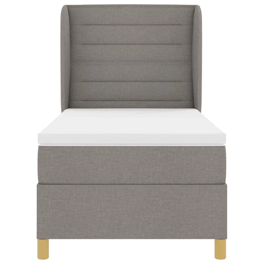 Lit à ressorts avec matelas Taupe 200 x 80 cm tissu - 7