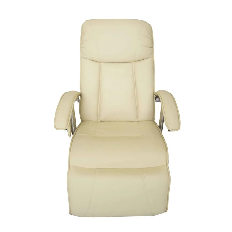 Massage Recliner Chair Cream White Faux Leather - 2