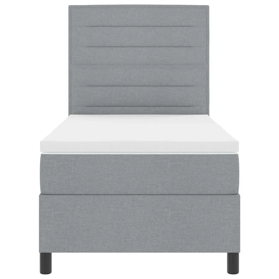 Lit à ressorts avec matelas Gris clair 80 x 200 cm tissu - 7