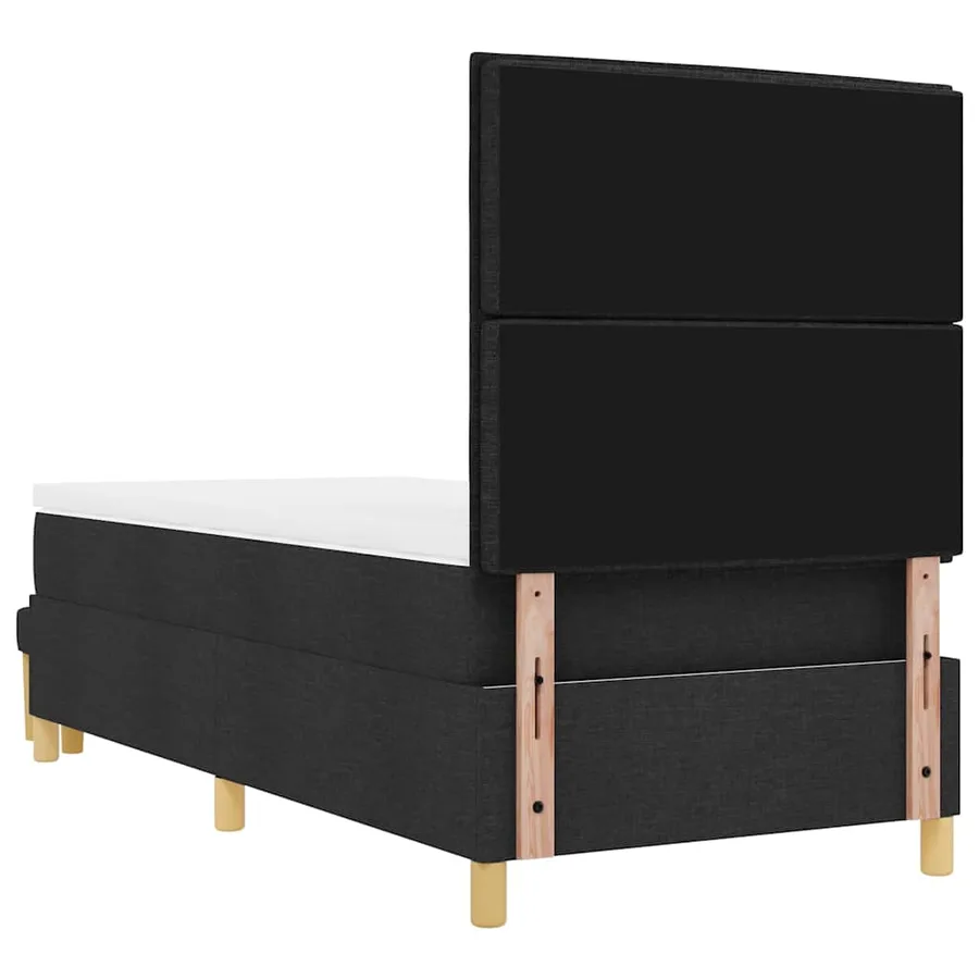 Lit à ressorts avec tête de lit Noir 200 x 90 cm tissu - 10