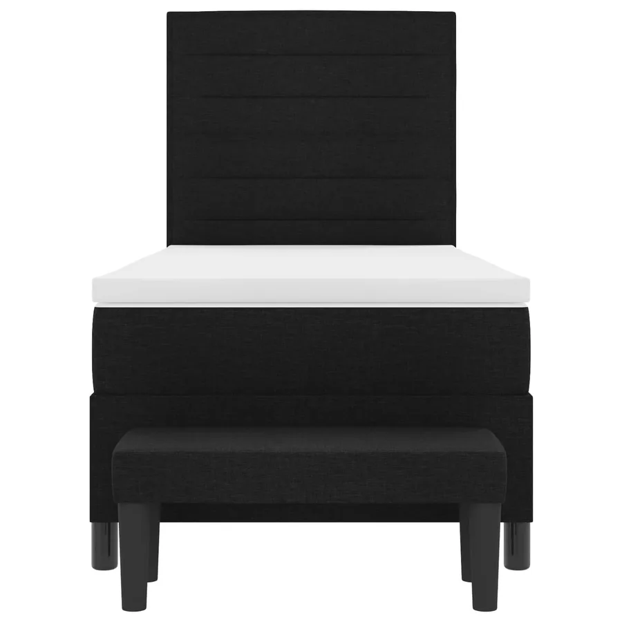 Lit à ressorts avec coussin Noir 80 x 200 cm tissu - 2