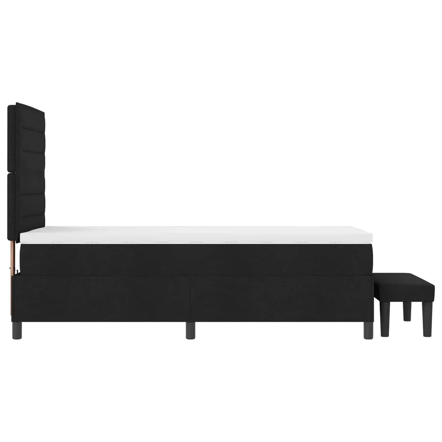 Lit à ressorts avec coussin Noir 80 x 200 cm tissu - 3
