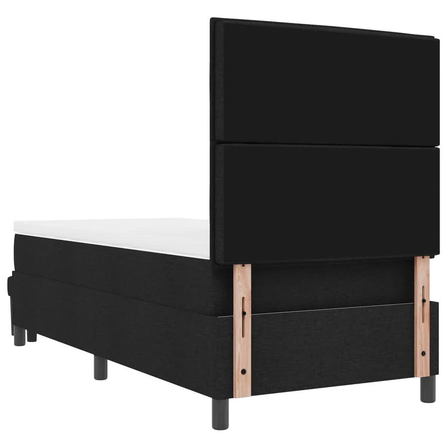 Lit à ressorts avec coussin Noir 80 x 200 cm tissu - 4