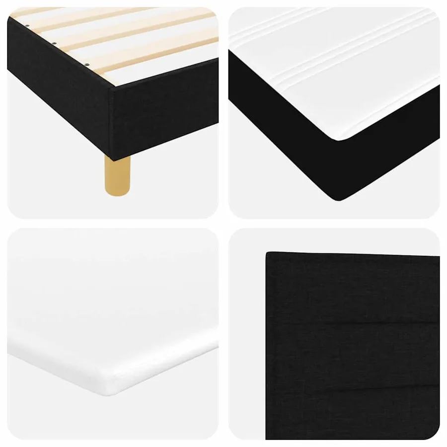 Lit à ressorts avec coussin Noir 80 x 200 cm tissu - 10