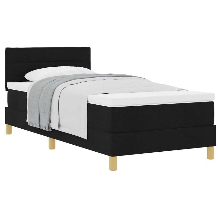 Lit à ressorts avec coussin Noir 80 x 200 cm tissu - 2