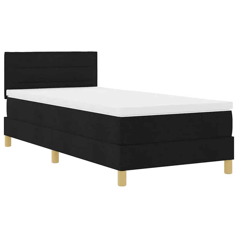 Lit à ressorts avec coussin Noir 80 x 200 cm tissu - 4