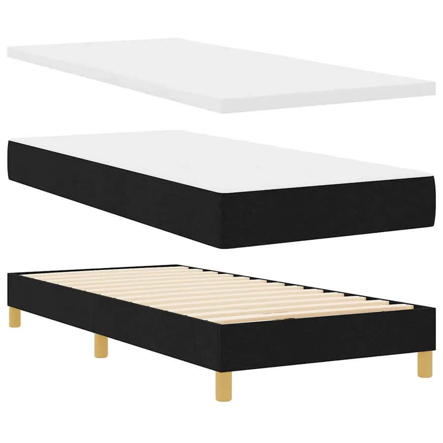 Lit à ressorts avec coussin Noir 80 x 200 cm tissu - 5