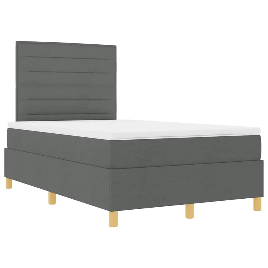 Lit à ressort LED avec matelas Gris foncé 120 x 190 cm tissu - 6