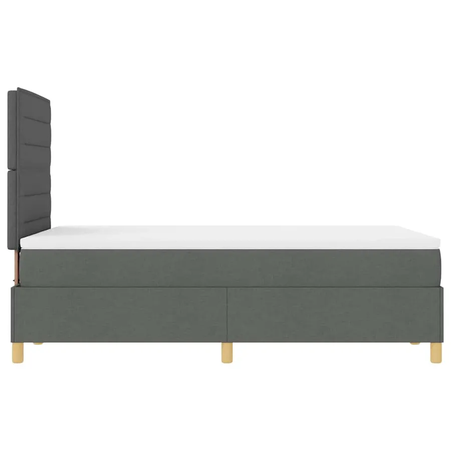 Lit à ressort LED avec matelas Gris foncé 120 x 190 cm tissu - 9