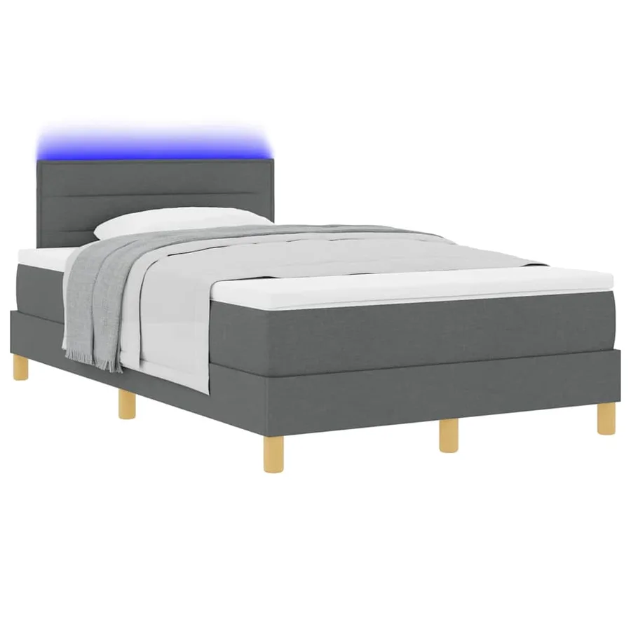 Lit à ressort LED avec bandes LED Gris foncé 120 x 190 cm tissu - 3