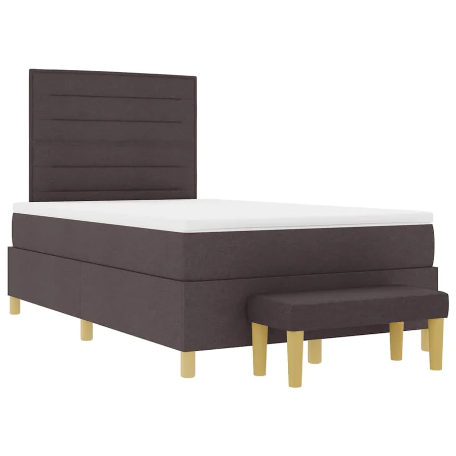Lit à ressorts avec tête de lit Marron foncé 190 x 120 cm tissu - 7