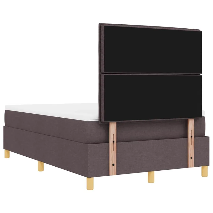 Lit à ressorts avec tête de lit Marron foncé 190 x 120 cm tissu - 8