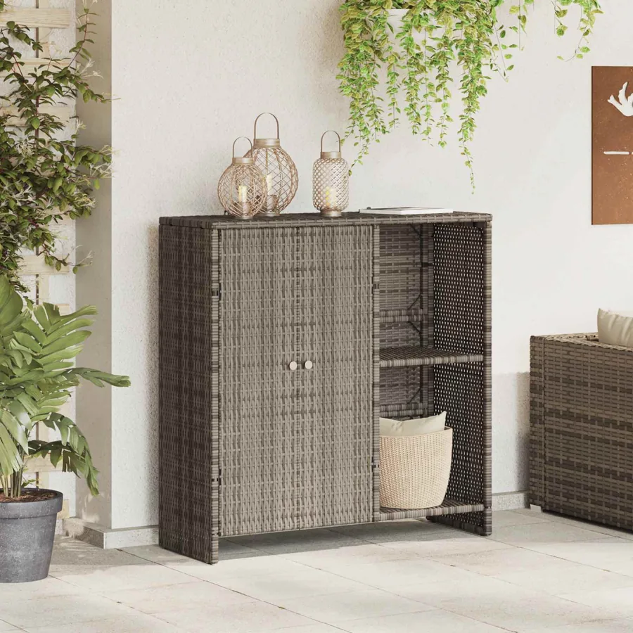 Armoire de rangement avec étagère Gris 100 x 36 x 102 cm Rotin