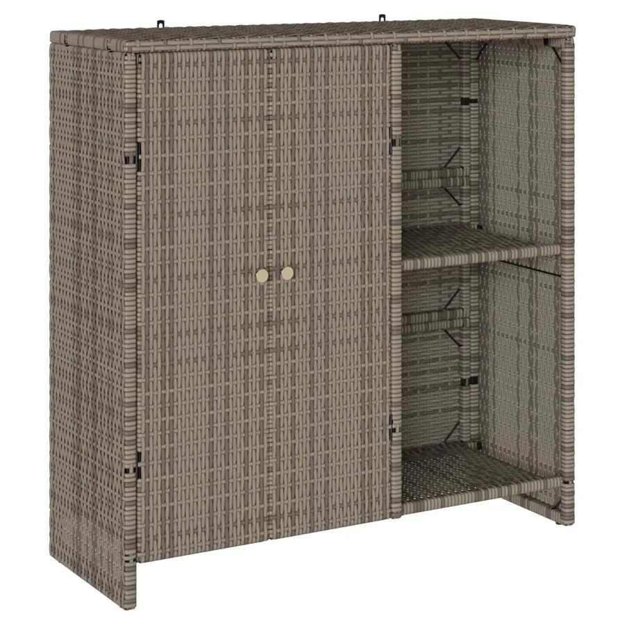 Armoire de rangement avec étagère Gris 100 x 36 x 102 cm Rotin - 2