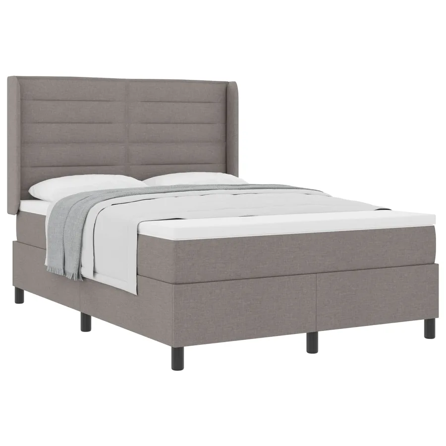 Lit à ressorts avec matelas Taupe 190 x 140 cm tissu - 2