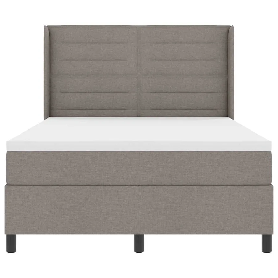 Lit à ressorts avec matelas Taupe 190 x 140 cm tissu - 7