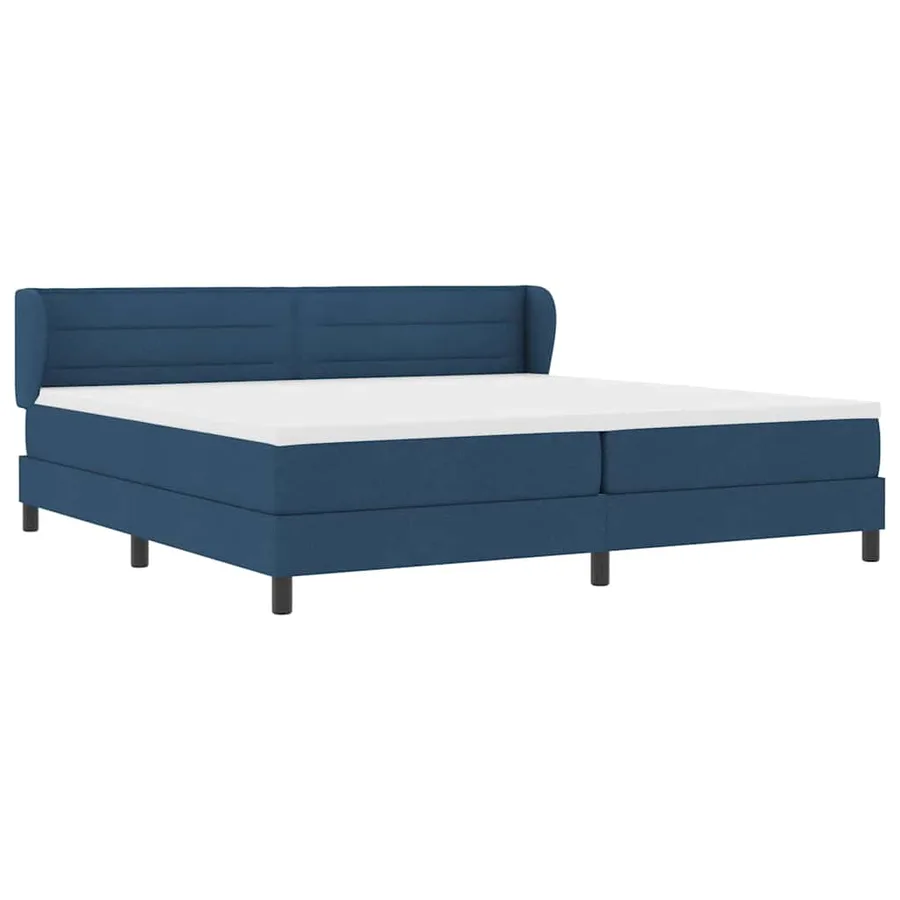 Lit à ressorts avec matelas Bleu 200 x 200 cm tissu - 6