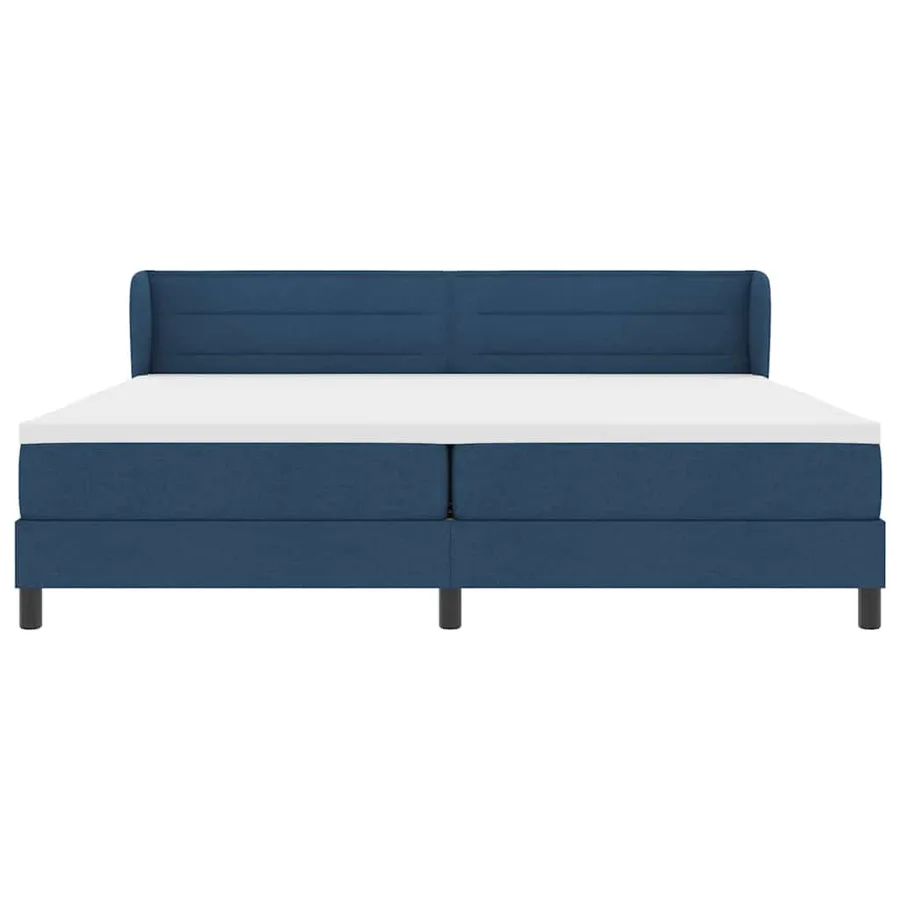 Lit à ressorts avec matelas Bleu 200 x 200 cm tissu - 7