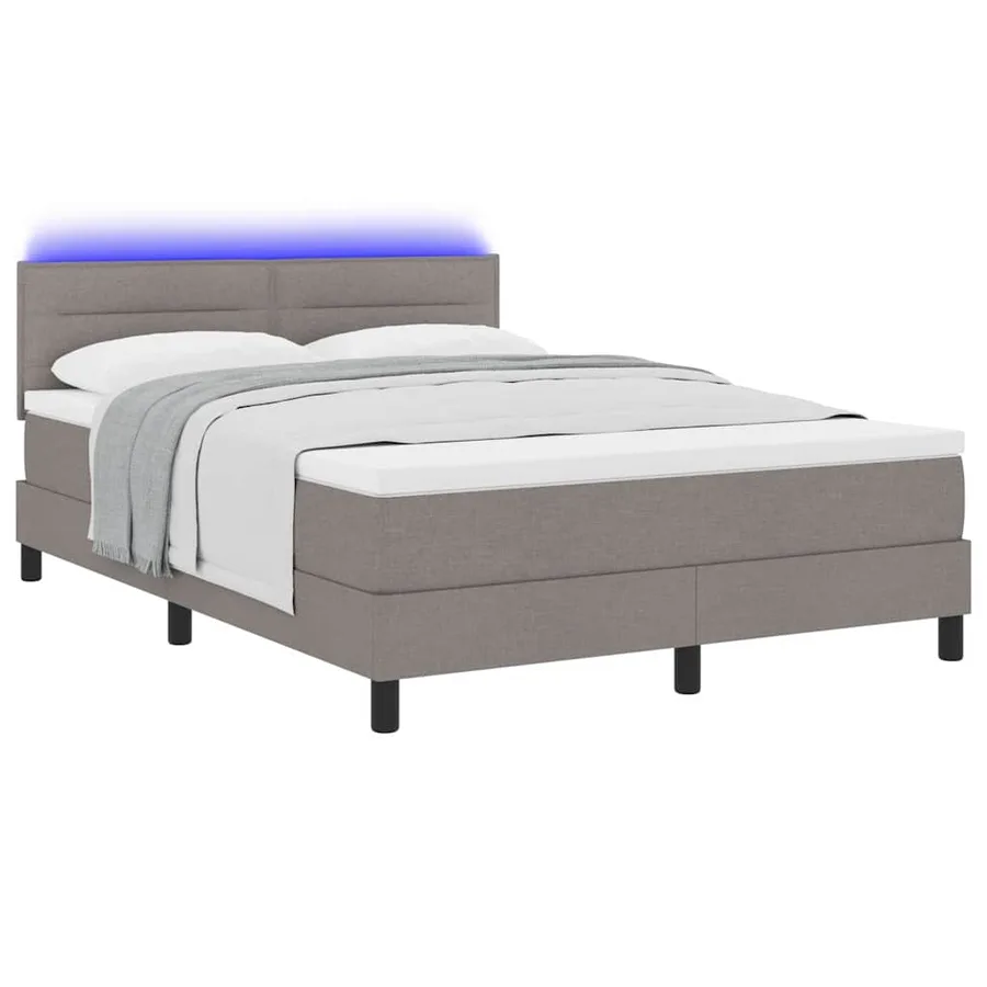 Lit à ressorts avec matelas avec LED Taupe 140 x 200 cm tissu - 3
