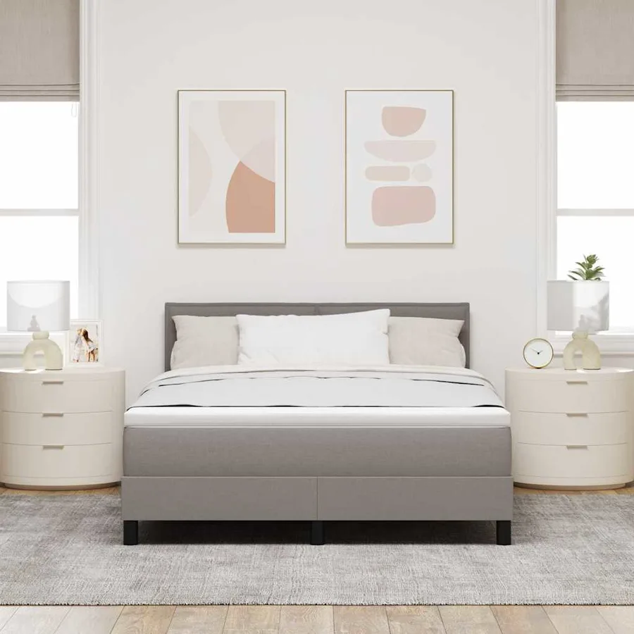 Lit à ressorts avec matelas avec LED Taupe 140 x 200 cm tissu - 4