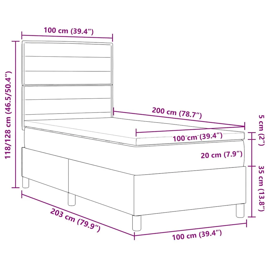 Lit à ressort LED avec matelas Bleu 100 x 200 cm tissu - 14