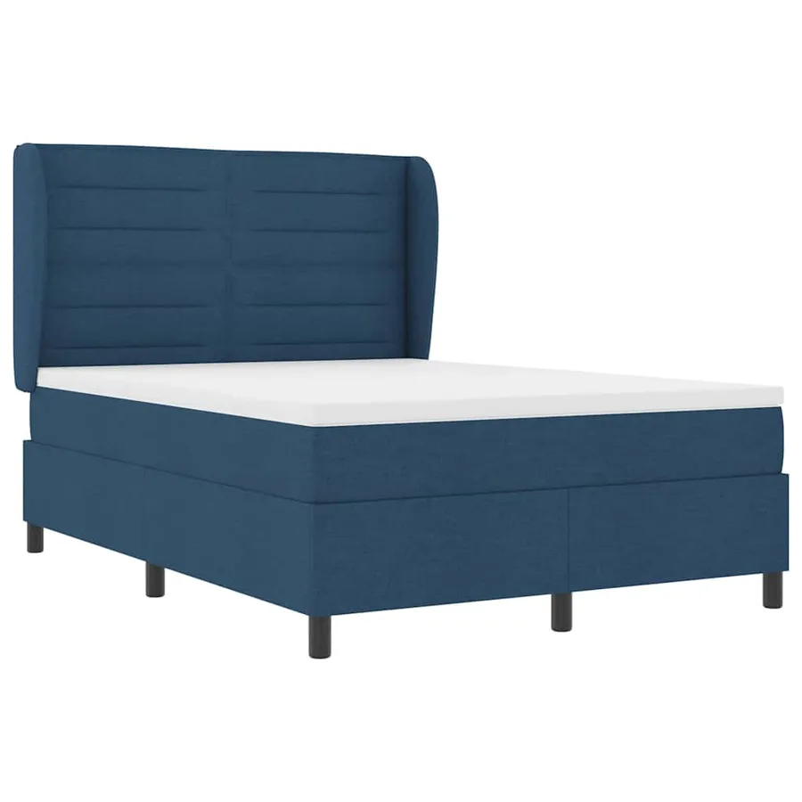 Lit à ressorts avec matelas Bleu 160 x 200 cm tissu - 5