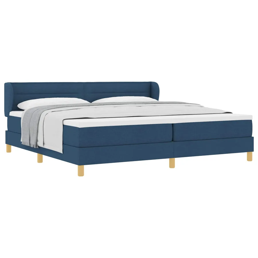 Lit à ressorts avec matelas Bleu 200 x 200 cm tissu - 2