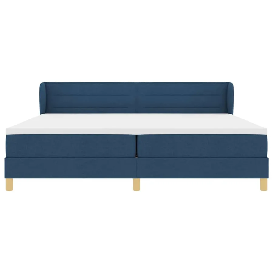 Lit à ressorts avec matelas Bleu 200 x 200 cm tissu - 6