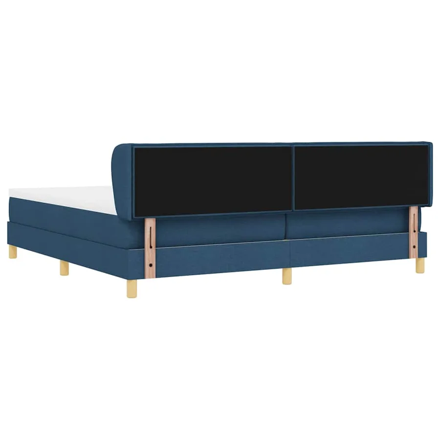 Lit à ressorts avec matelas Bleu 200 x 200 cm tissu - 7