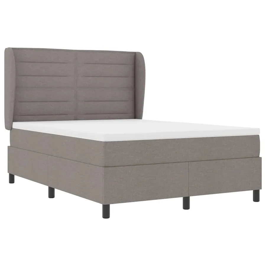 Lit à ressorts avec matelas Taupe 140 x 190 cm tissu - 5