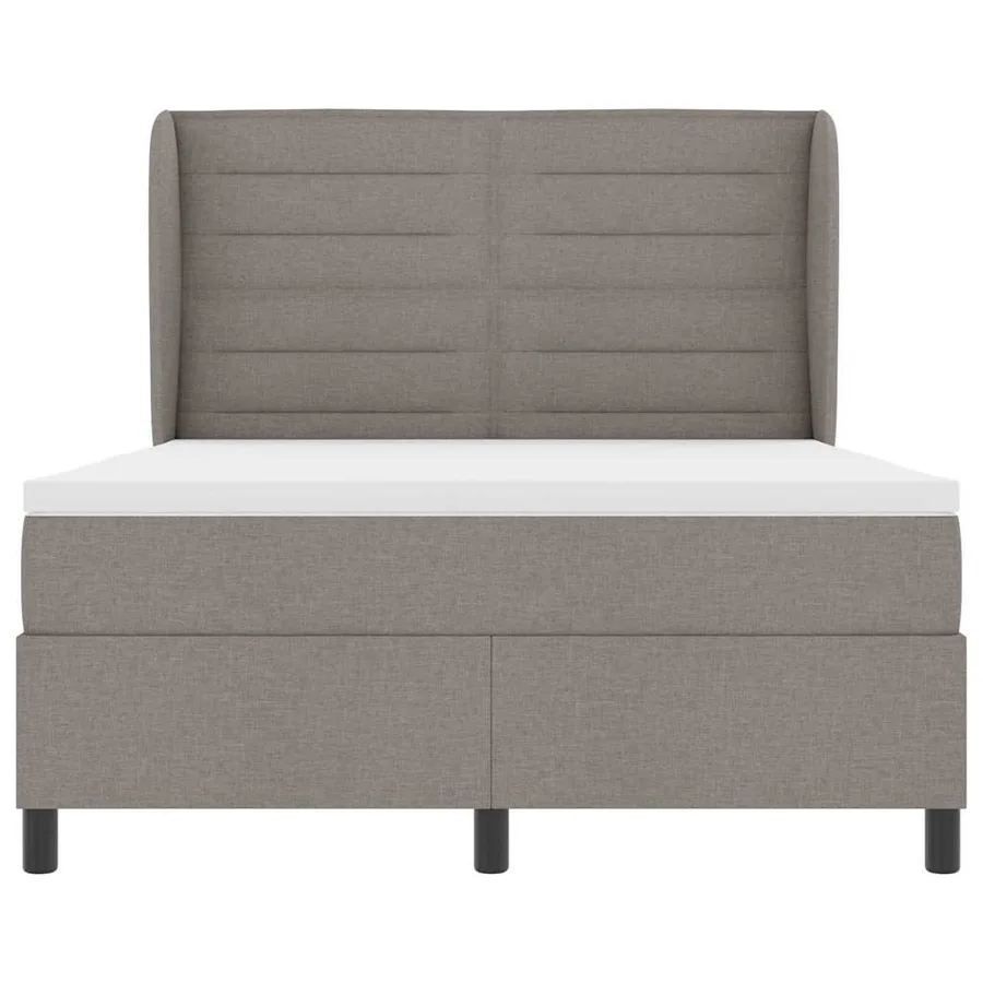Lit à ressorts avec matelas Taupe 140 x 190 cm tissu - 7