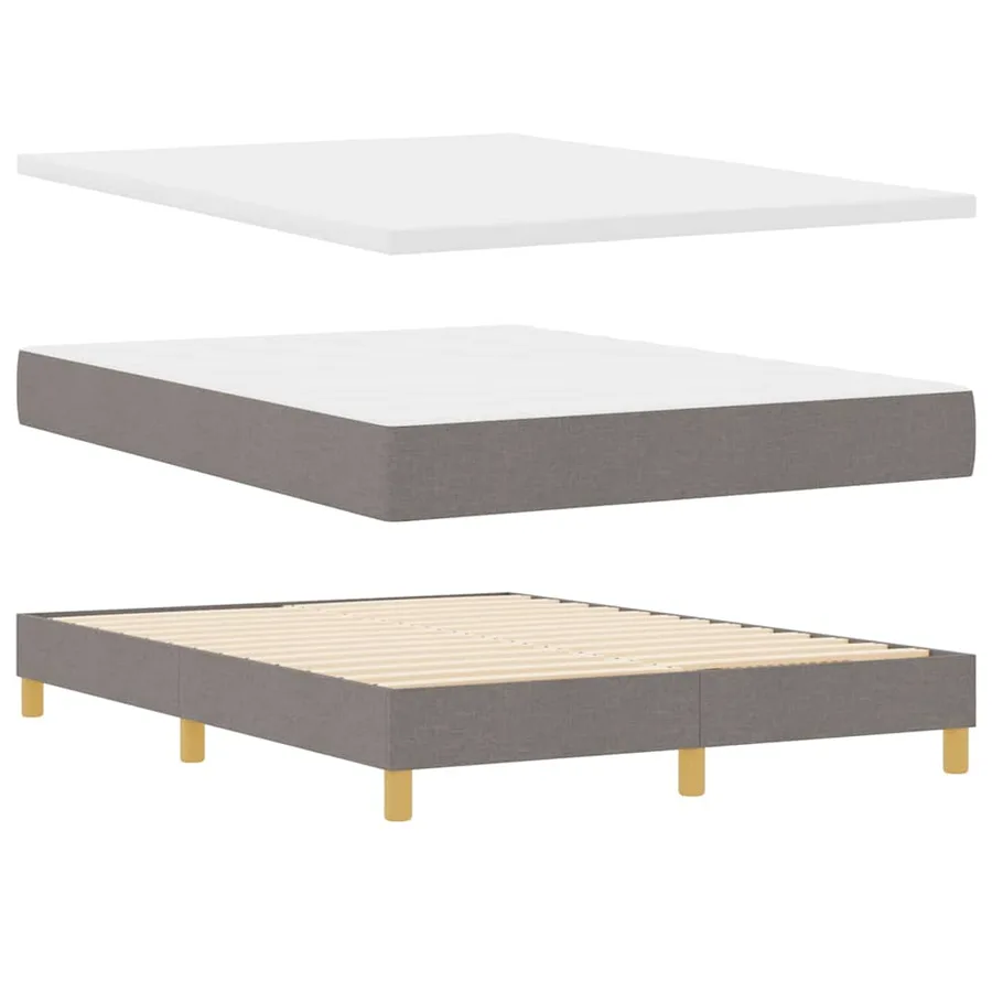 Lit à ressorts avec matelas Taupe 140 x 200 cm tissu - 4