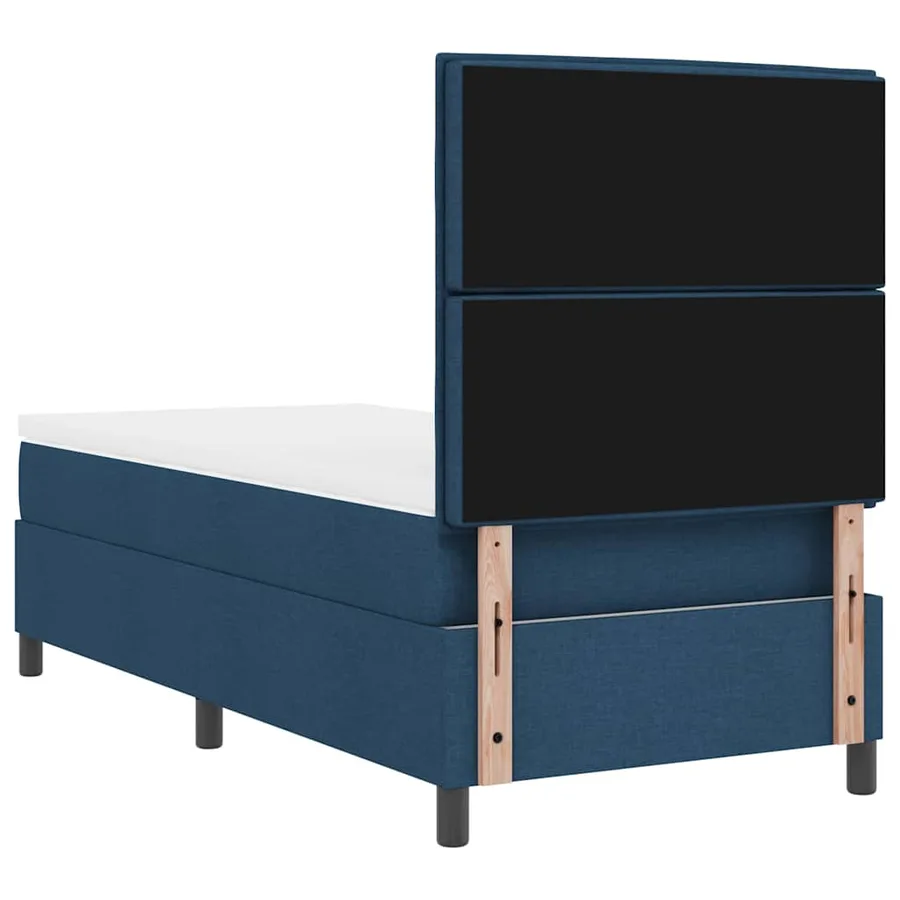 Lit à ressorts avec matelas Bleu 100 x 200 cm tissu - 9