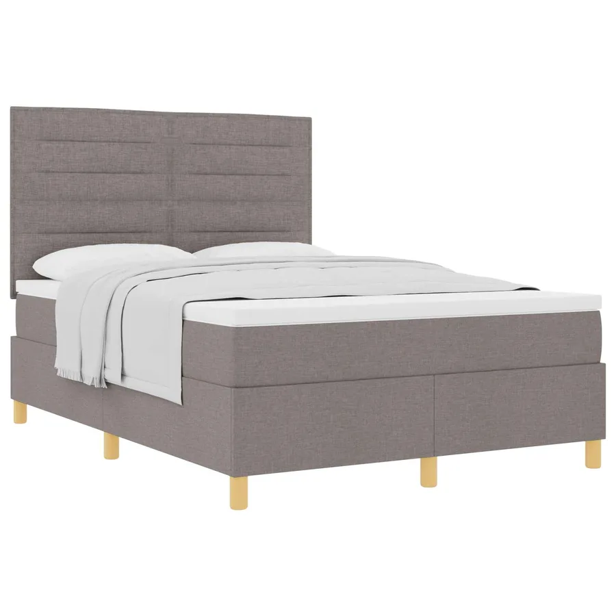 Lit à ressorts avec matelas Taupe 140 x 190 cm tissu - 2