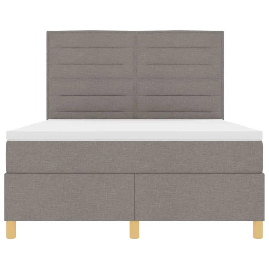 Lit à ressorts avec matelas Taupe 140 x 190 cm tissu - 7