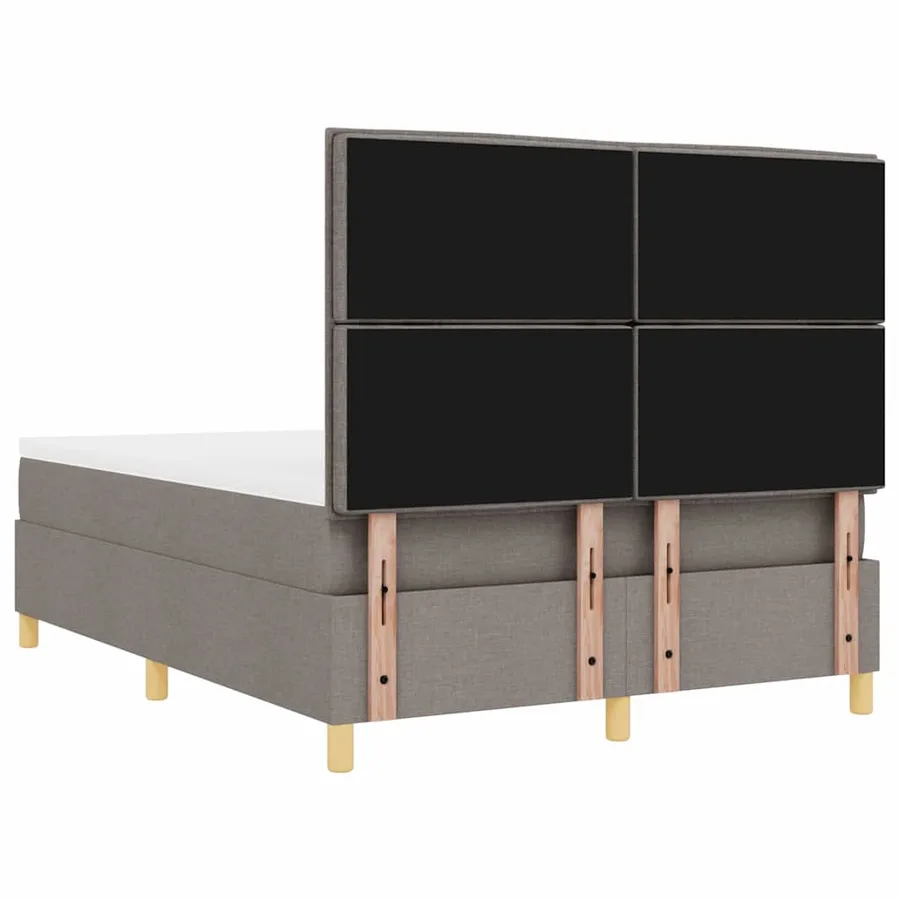 Lit à ressorts avec matelas Taupe 140 x 190 cm tissu - 9